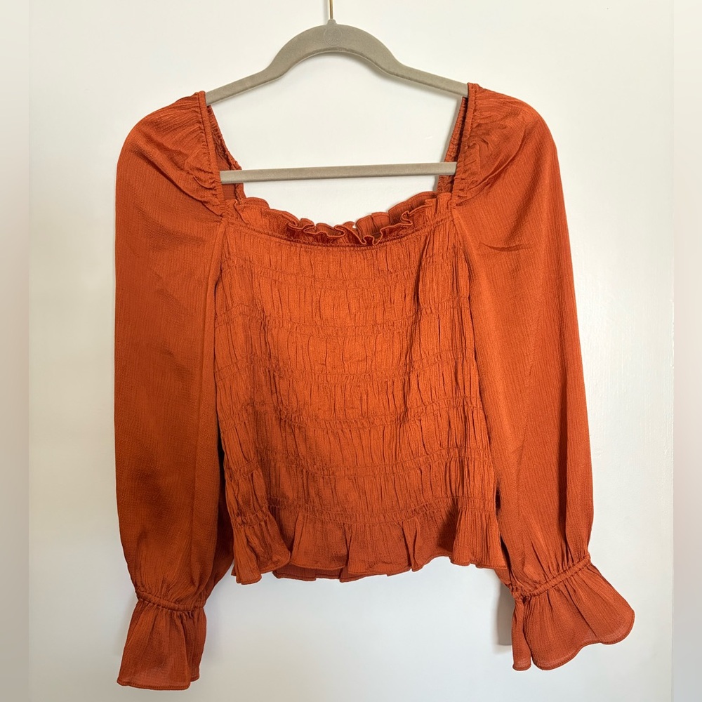 Rust Smocked Blouse
